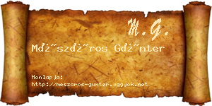 Mészáros Günter névjegykártya
