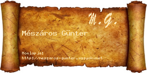 Mészáros Günter névjegykártya